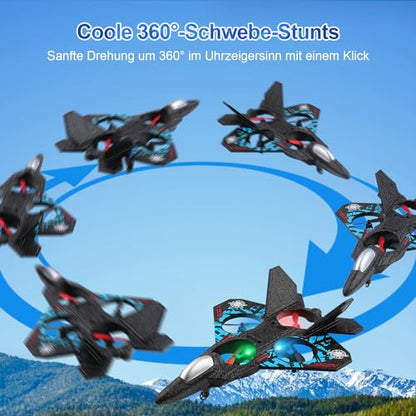 RC Fighter Plane (Easy Fly Toy with LED Lights & USB Charging)