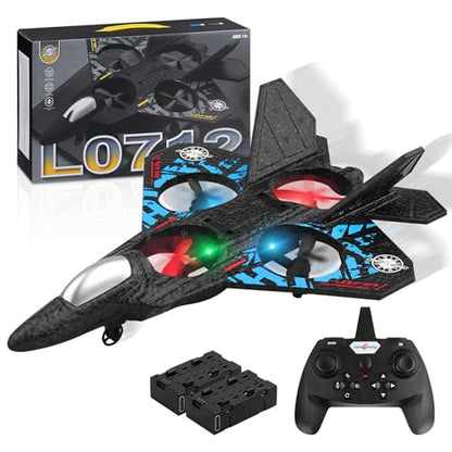 RC Fighter Plane (Easy Fly Toy with LED Lights & USB Charging)