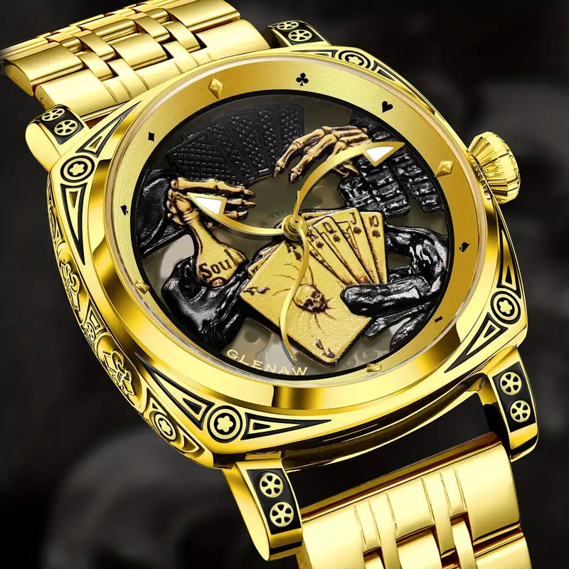 Skeleton Automatic Watch Stainless Steel Strap, Elegant Timepiece for Men, Luxury Watch