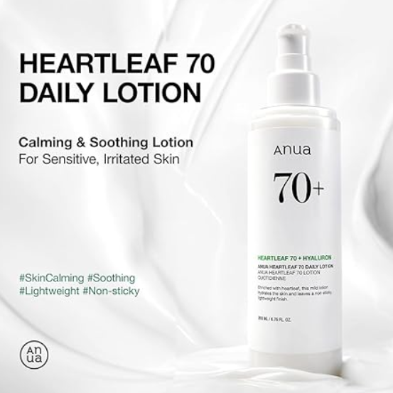 Anua Heartleaf Daily Lotion, Face Moisturizer with Hyaluronic Acid for Sensitive Skin, Lightweight, Korean Skin Care (200ml, 6.76 fl.oz.)