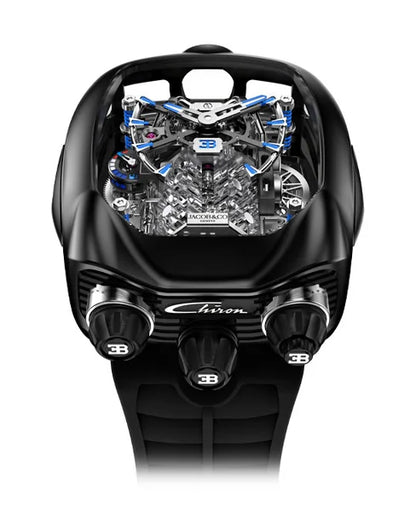 Jacob & Co. Bugatti Chiron Tourbillon علبة من التيتانيوم الأسود DLC | تحفة مستوحاة من عالم الهايبركار بأقصى درجات الفخامة والدقة**
