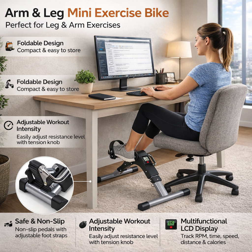 Arm & Leg Mini Exercise Bike – Portable Pedal Exerciser