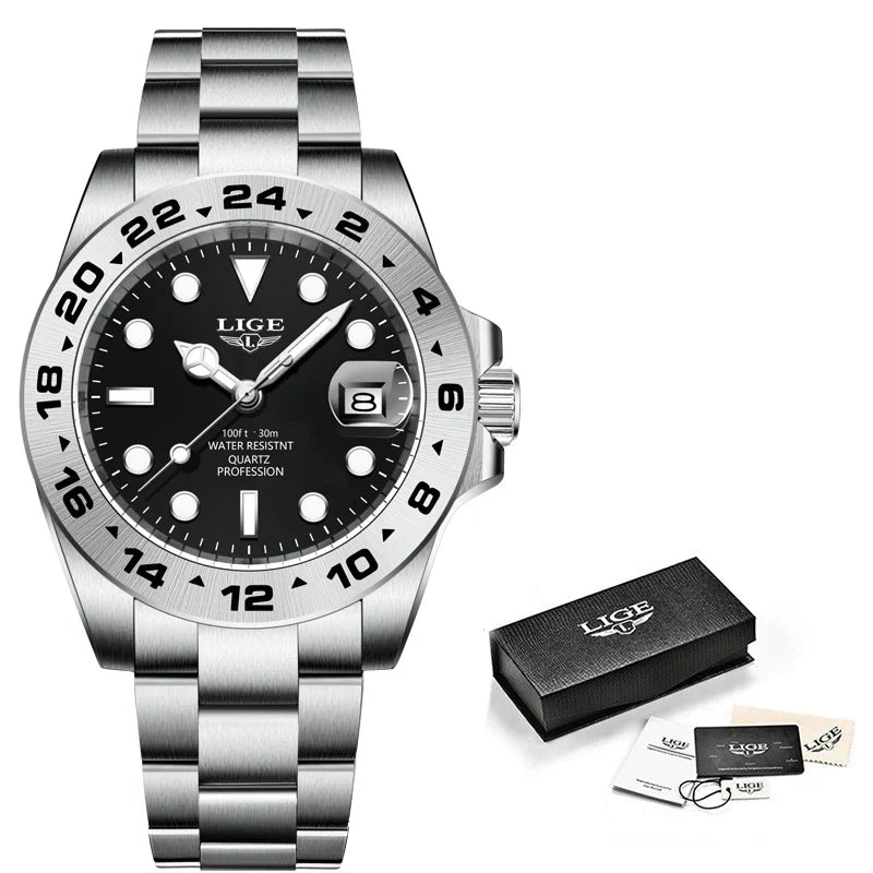 Reloj LIGE Top Brand Luxury Fashion Diver Watch Men Waterproof Date Clock Sport Watches Mens Quartz Wristwatch Relogio Masculino
