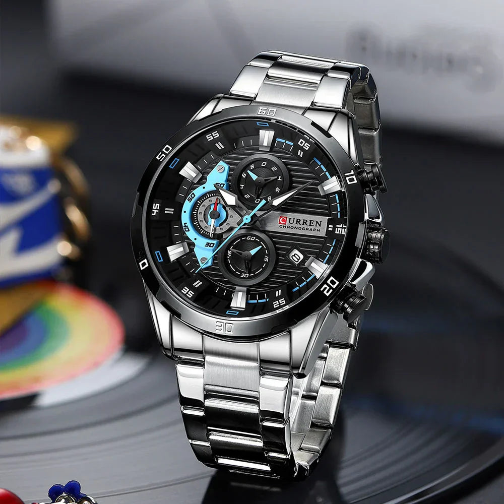 Curren 8402 Men Watch Business ساعة  للرجال، كوارتز، ساعة يد جديدة