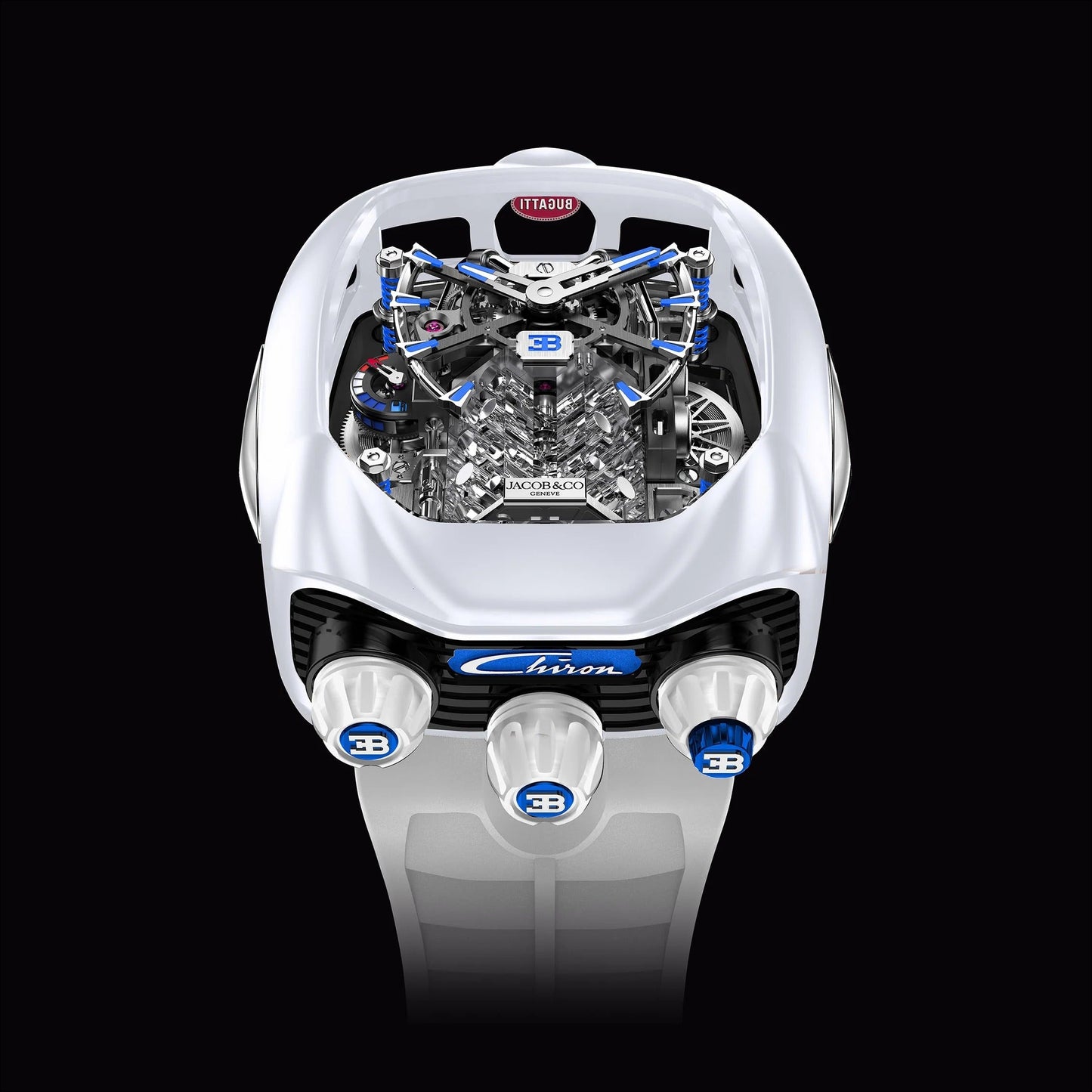 Jacob & Co. Bugatti Chiron Tourbillon علبة من التيتانيوم الأسود DLC | تحفة مستوحاة من عالم الهايبركار بأقصى درجات الفخامة والدقة**