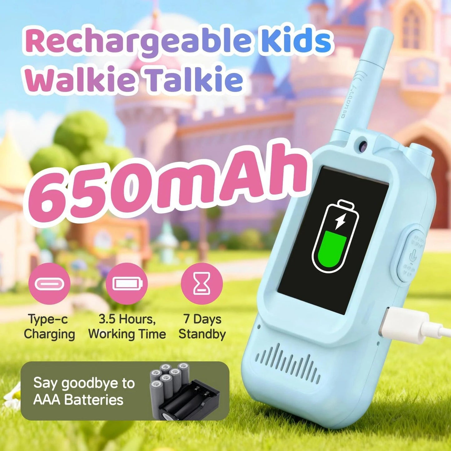 2PCS Rechargeable Kids Video Call Walkie Talkies