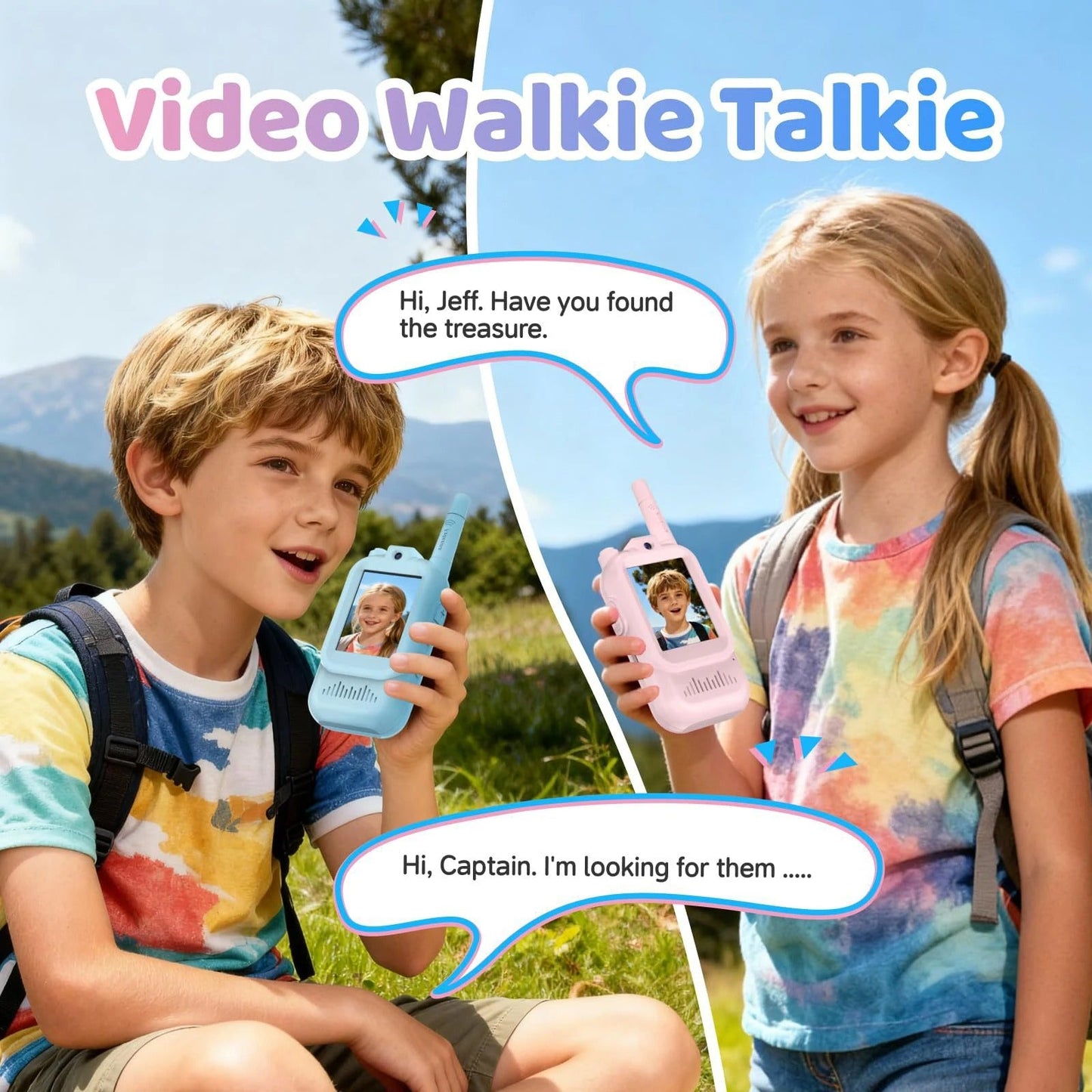 2PCS Rechargeable Kids Video Call Walkie Talkies