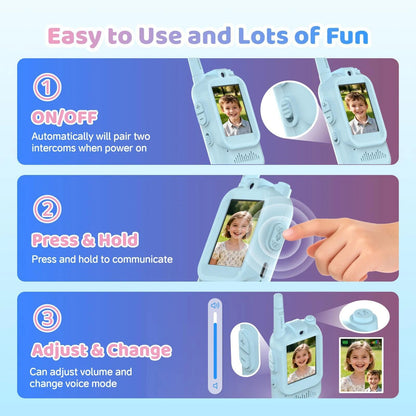 2PCS Rechargeable Kids Video Call Walkie Talkies