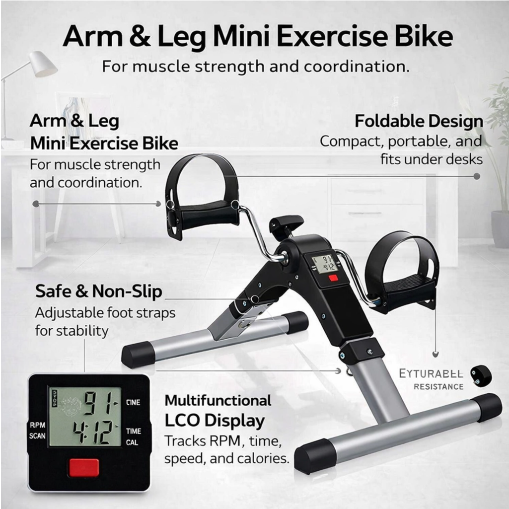 Arm & Leg Mini Exercise Bike – Portable Pedal Exerciser