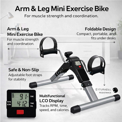 Arm & Leg Mini Exercise Bike – Portable Pedal Exerciser