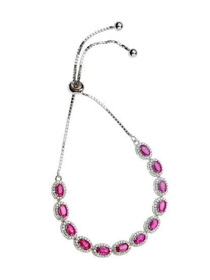 Elegant Oval-Cut Pink Gem Bracelet For Women